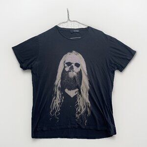 Y2K The Kooples Men’s Small Skull Bearded Punk T-Shirt Black Distressed Read*